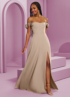 Barbie ♥ Azazie Bridesmaid Dresses Taupe A-Line Off the Shoulder Chiffon Convertible Dress image8