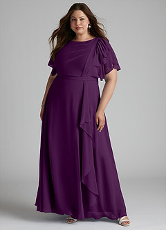 Azazie Aaliyah Modest Bridesmaid Dresses A-Line Scoop Pleated Chiffon Floor-Length Dress image6