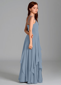 Azazie Karan Junior Dusty Blue A-Line Chiffon Dress image6