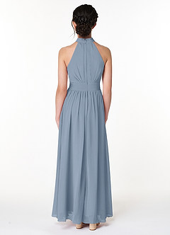 Azazie Iman Junior Dusty Blue A-Line Pleated Chiffon Dress image2