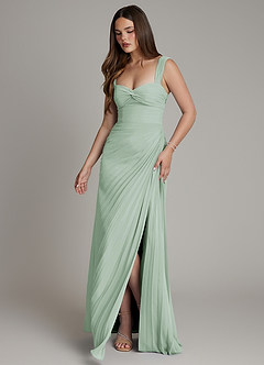 Azazie Amberly Bridesmaid Dresses Agave Sheath Sweetheart Neckline Chiffon Dress image4