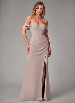 Azazie Haisley Vestidos de damas de honor Vestido de Escarcha de Gasa de Corte Recto Convertible con Vestidos sin tirantes image3