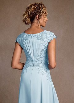 Azazie Crista Mère de la mariée Robes Robe Trapèze en Mousseline de soie Dentelle Bleu Ciel image6