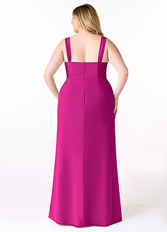 Azazie Denice Vestidos de damas de honor Vestido de Fucsia de Gasa de Recto con Plisado image10