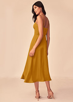 Azazie Dottie Brautjungfernkleider A-Linie Stretch-Satin Kleid Butterscotch image5