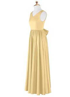 Azazie Hathaway Junior Butter A-Line Bow Stretch Satin Dress image8