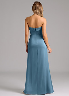 Azazie Aretha Bridesmaid Dresses Steel Blue A-Line Strapless Stretch Satin Convertible Dress image7