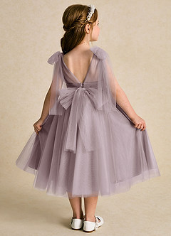 Azazie Dori Flower Girl Dresses Dusk A-Line Ruched Tulle Dress image1