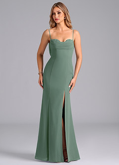 Azazie Wynni Bridesmaid Dresses Eucalyptus Mermaid Corset Chiffon Dress image4