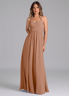 Azazie Darlyn Abiti da Damigella Abito A-Line in Chiffon Plissettato Champagne Rosa image5