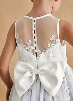 Azazie Bitsy Flower Girl Dresses Ivory Ice A-Line Lace Tulle Dress image5