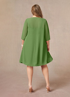 Azazie Olivia Mère de la mariée Robes Robe Trapèze en Mousseline de soie Encolure carrée plissée Basilic image8