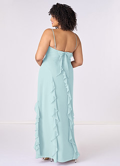 Barbie ♥ Azazie Bridesmaid Dresses Sea Glass Sheath Bow Chiffon Dress image7