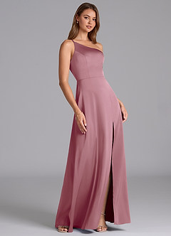 Azazie Trina Bridesmaid Dresses Vintage Mauve A-Line One Shoulder Stretch Satin Dress image4
