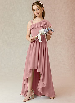 Azazie Mango Junior Dusty Rose A-Line Ruched Chiffon Dress image1