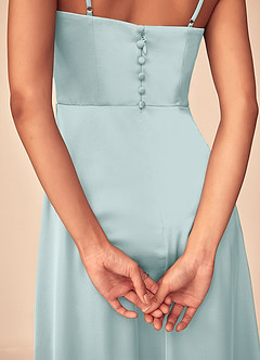Azazie Dottie Bridesmaid Dresses Mist A-Line Stretch Satin Dress image7