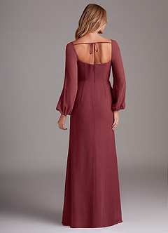 Azazie Charissa Abiti da Damigella Abito Tubino in Chiffon Manica Lunga Merlot image6