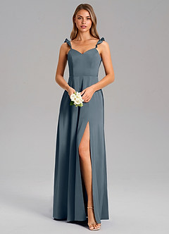 Azazie Everett Bridesmaid Dresses Twilight A-Line Stretch Satin Dress image5
