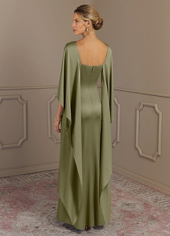 Azazie Eli Mother of the Bride Dresses Pistachio Sheath Boatneck Stretch Satin Dress image2
