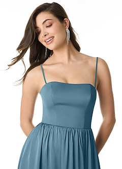 Azazie Morana Final Sale Bermuda A-Line Off the Shoulder Stretch Satin Convertible Dress image2