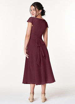 Azazie Payton Junior Abito A-Line in Chiffon Fiocco Cabernet image2