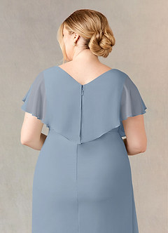 Azazie Julia Mother of the Bride Dresses Dusty Blue Sheath V-Neck Pleated Chiffon Dress image11