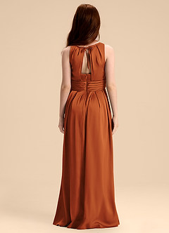 Azazie Bibiane Junior A-Linie Plissee Stretch-Satin Kleid Kanel image2