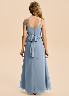 Azazie Iris Junior Dusty Blue A-Line Ruched Chiffon Dress image2