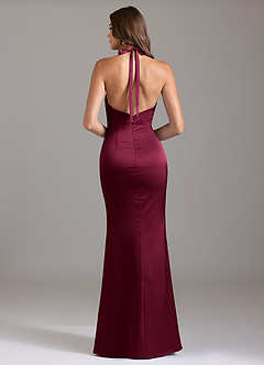 Azazie Valerie Robes de demoiselle d'honneur Robe Sirène en Satin extensible Plissé Bourgogne image2