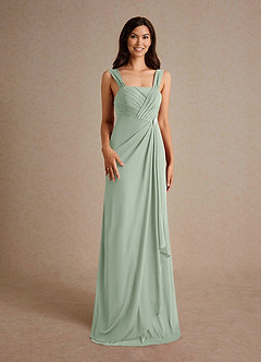 Azazie Clinton Mother of the Bride Dresses Dusty Sage A-Line Pleated Mesh Dress image7
