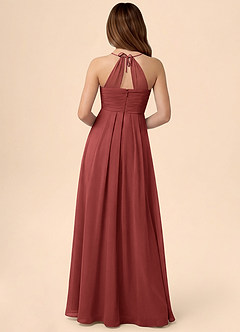 Azazie Ginny Junior Terracotta A-Line Pleated Chiffon Dress image3