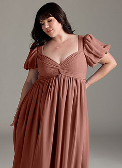 Azazie Madisynn Brautjungfernkleider für Schwangere Schleifen Chiffon Bodenlänge Kleid image9
