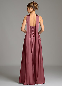 Azazie Ayla Abiti da Damigella Abito A-Line in Raso Elasticizzato Corsetto Rosa Del Deserto image7