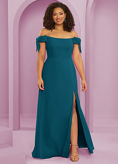 Barbie ♥ Azazie Brautjungfernkleider Wandelbar A-Linie Schulterfrei Chiffon Kleid Tintenblau image7