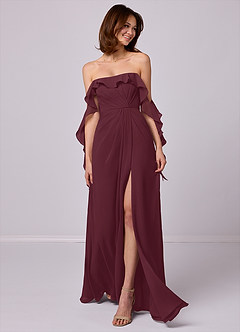 Barbie ♥ Azazie Bridesmaid Dresses Cabernet A-Line Off the Shoulder Chiffon Convertible Dress image1