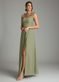 Azazie Debra Bridesmaid Dresses Pistachio A-Line with Pockets Chiffon Convertible Dress image8