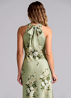 Azazie Doretta Bridesmaid Dresses Floral Vines Mermaid Pleated Stretch Satin Dress image8