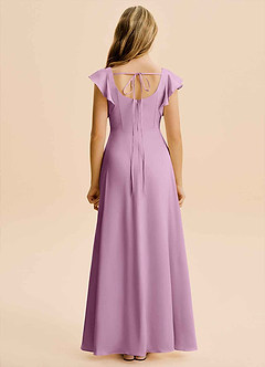 Azazie Bondi Junior A-Linie Seitliche Cut-Outs Stretch-Satin Kleid Blauregen image2