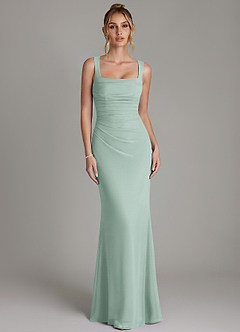 Azazie Agustina Bridesmaid Dresses Agave Mermaid Corset Chiffon Dress image5
