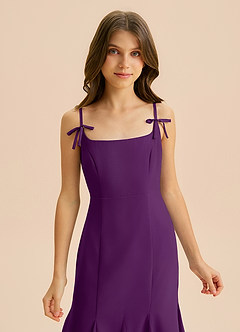 Azazie Evey Junior Abito Sirena in Chiffon Plissettato Uva image6