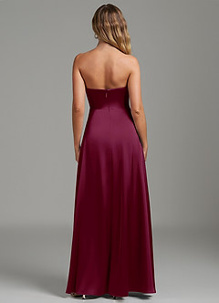 Azazie Niveah Bridesmaid Dresses Mulberry A-Line Strapless Stretch Satin Convertible Dress image8