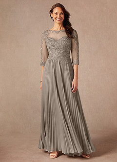 Azazie Corinne Mother of the Bride Dresses Taupe A-Line Sequins Chiffon Dress image1
