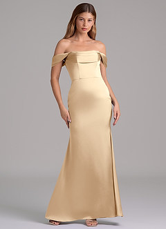 Azazie Miley 신부 들러리 드레스 인어 오프 더 숄더 스트레치 새틴 바닥 길이 드레스 image6