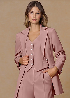 front Rowan Rosa Polverosa Blazer Performance in tessuto raffinato