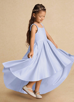Azazie Kat Flower Girl Dresses Lavender A-Line Pleated Matte Satin Dress image1