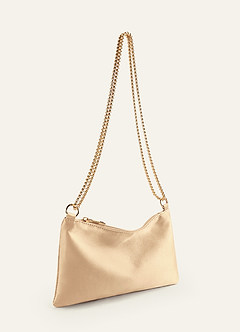 front Matching Color Metallic Satin Adjustable Shoulder Bag