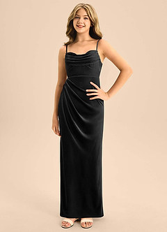 Azazie Mai Junior Black A-Line Sweetheart Neckline Velvet Dress image3