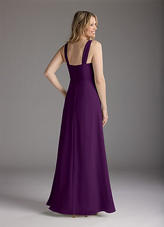Azazie Weisz Mother of the Bride Dresses Grape A-Line Square Neckline Pleated Chiffon Dress image11