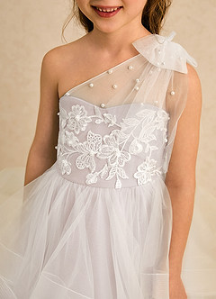 Azazie Zoey Flower Girl Dresses Rose Petal Ball-Gown Lace Tulle Dress image6