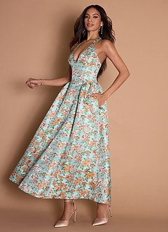 Maxi jurk Lara Sky Blue Floral image3